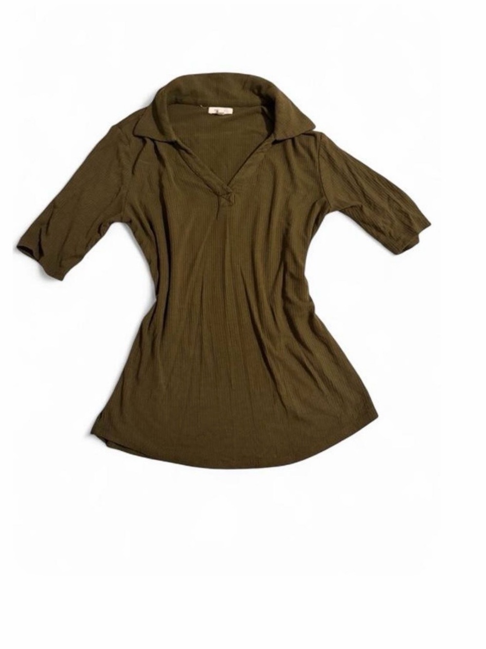 Maurices Olive Ribbed Polo Collar Top + FREE Squishy Cube
